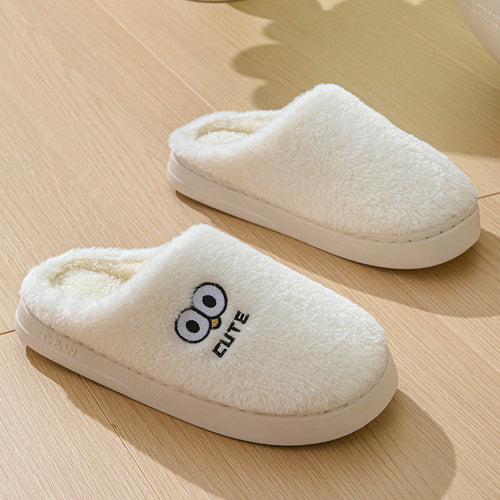 Cute Cartoon Big-eyes Slippers For Couples Winter Warm Non-slip Floor