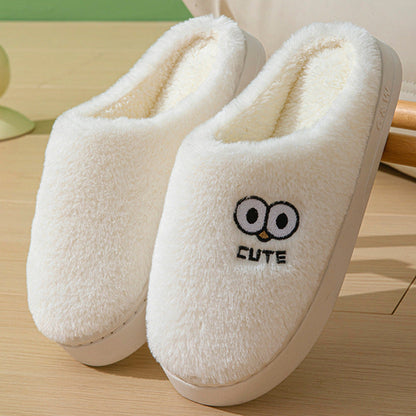 Cute Cartoon Big-eyes Slippers For Couples Winter Warm Non-slip Floor
