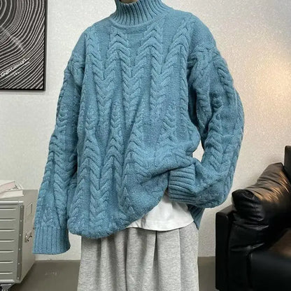 Men's Retro Loose Turtleneck Sweater for Winter
