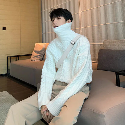 Men's Retro Loose Turtleneck Sweater for Winter